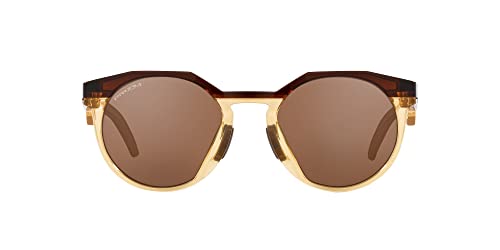 Oakley Men's OO9242A HSTN Low Bridge Fit Round Sunglasses, Kylian Mbappe Dark Amber/Light Curry/Prizm Tungsten, 52 mm